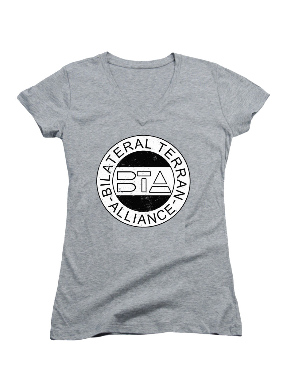 Gray Bilateral Terran Alliance Juniors V-Neck T-Shirt