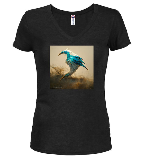 Black Birds of Paradise Juniors V-Neck T-Shirt