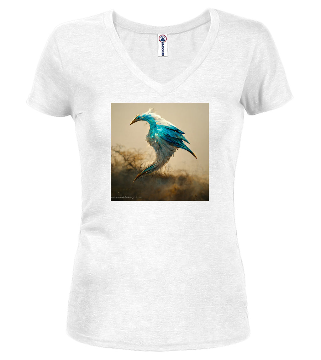 White Birds of Paradise Juniors V-Neck T-Shirt