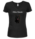 Black Black Cat Juniors V-Neck T-Shirt