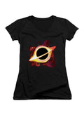 Black The Black Hole Juniors V-Neck T-Shirt