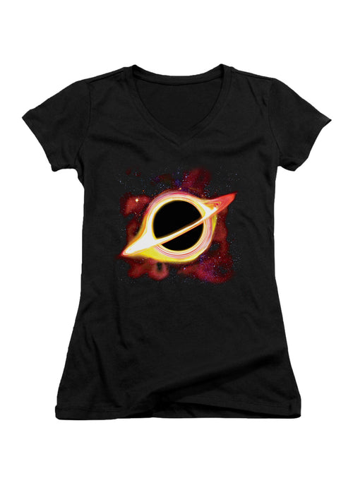 Black The Black Hole Juniors V-Neck T-Shirt