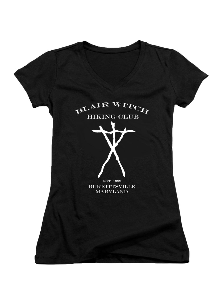 Black Blair WItch Hiking Club Juniors V-Neck T-Shirt