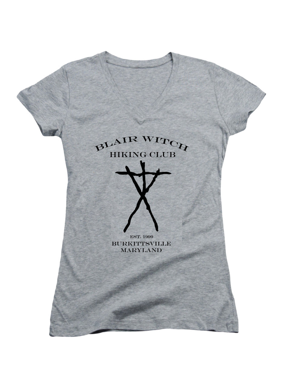 Gray Blair WItch Hiking Club Juniors V-Neck T-Shirt