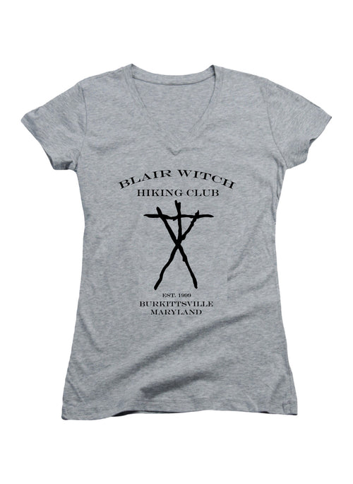 Gray Blair WItch Hiking Club Juniors V-Neck T-Shirt