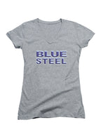 Gray Blue Steel Juniors V-Neck T-Shirt