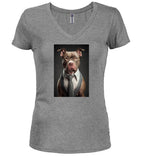 Gray Boss Bulldog Juniors V-Neck T-Shirt
