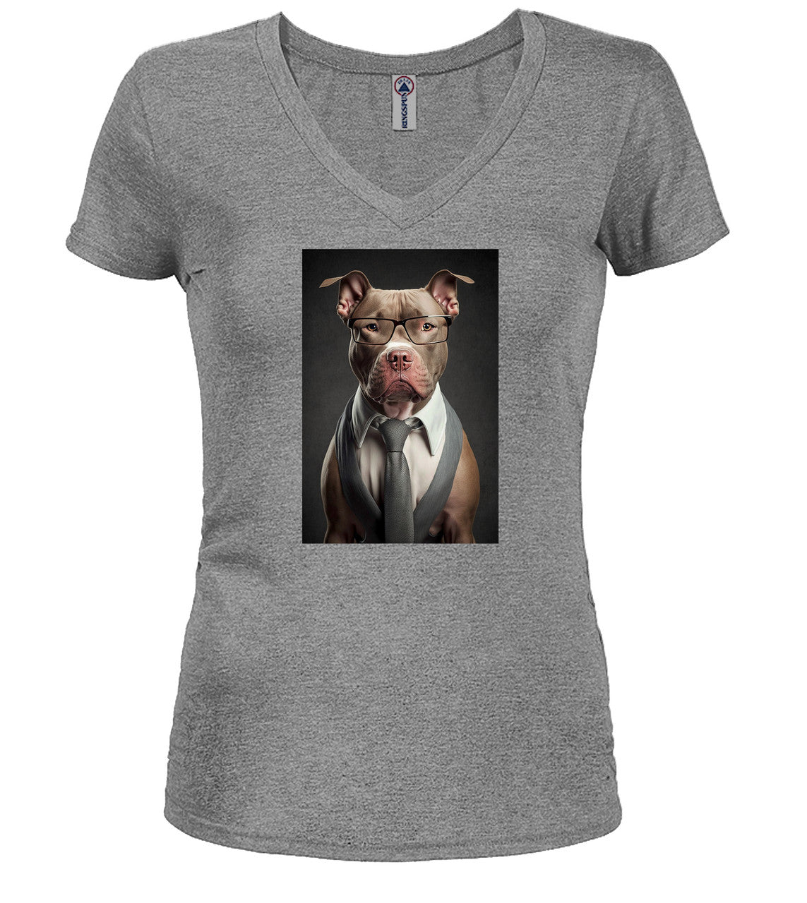 Gray Boss Bulldog Juniors V-Neck T-Shirt