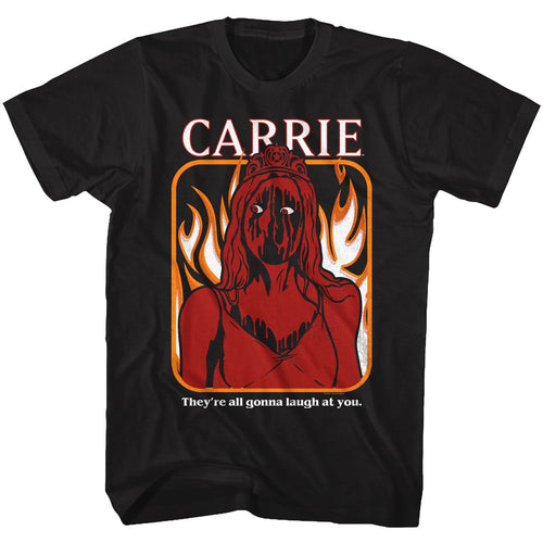 Black Carrie t-shirt featuring Carrie Hahaha laughter design