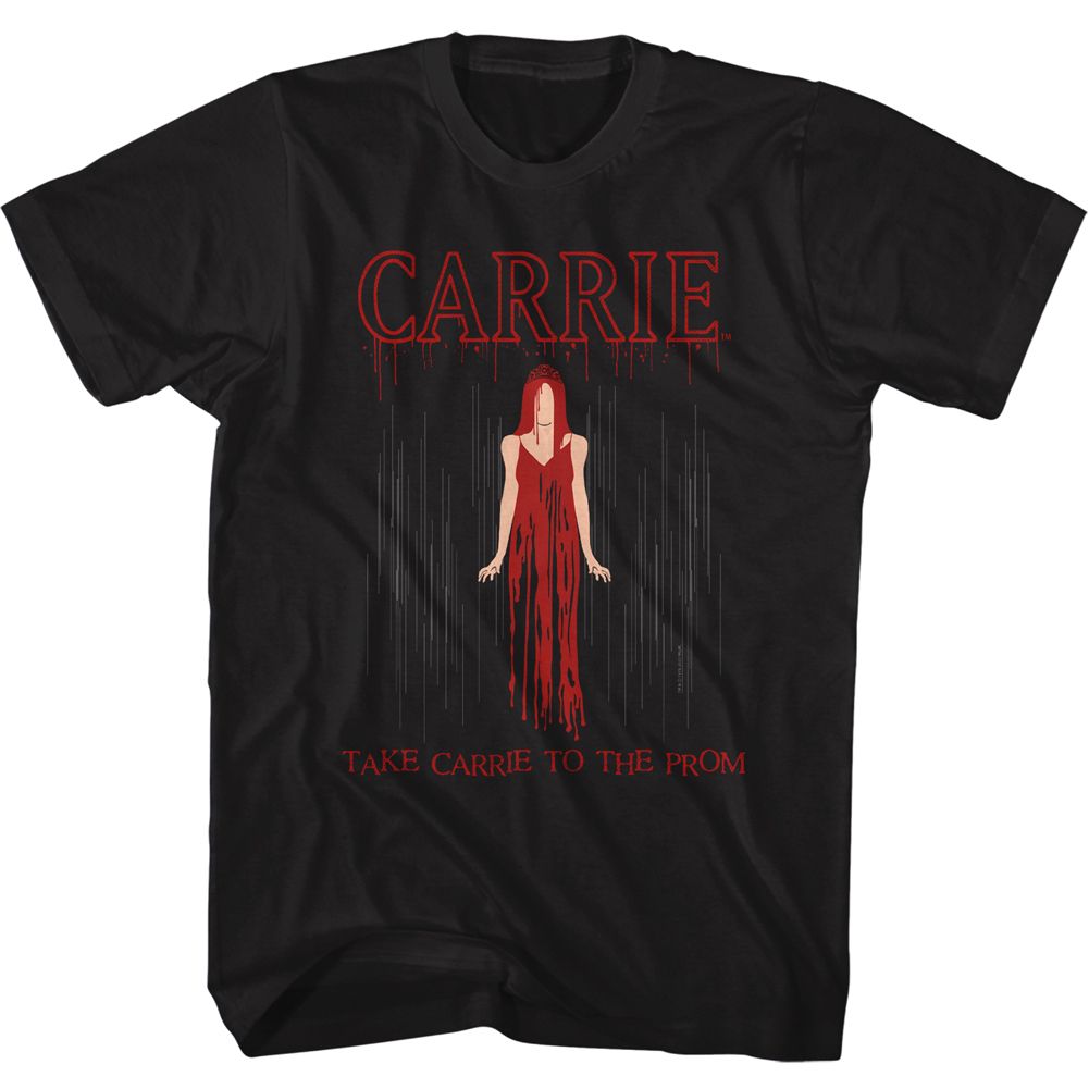 Black Carrie t-shirt featuring Carrie Drip blood design