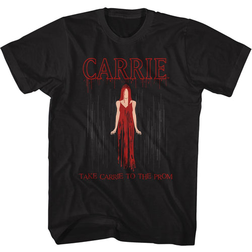 Black Carrie t-shirt featuring Carrie Drip blood design