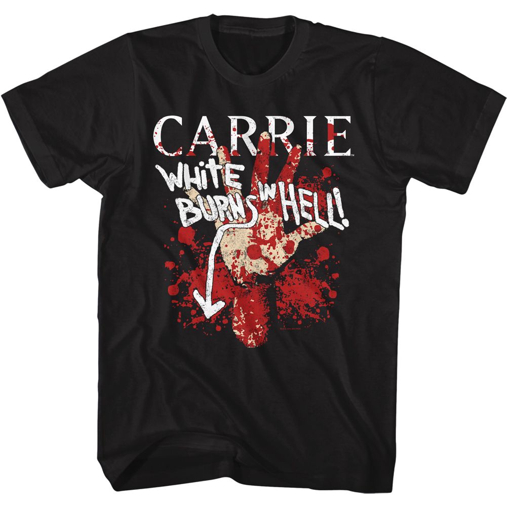 Black Carrie t-shirt featuring Carrie Burns In Hell design