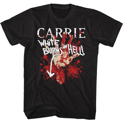 Black Carrie t-shirt featuring Carrie Burns In Hell design
