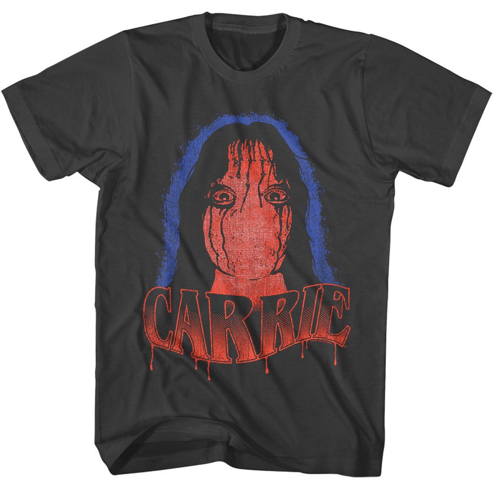 Smoke gray Carrie t-shirt featuring Carrie face portrait design