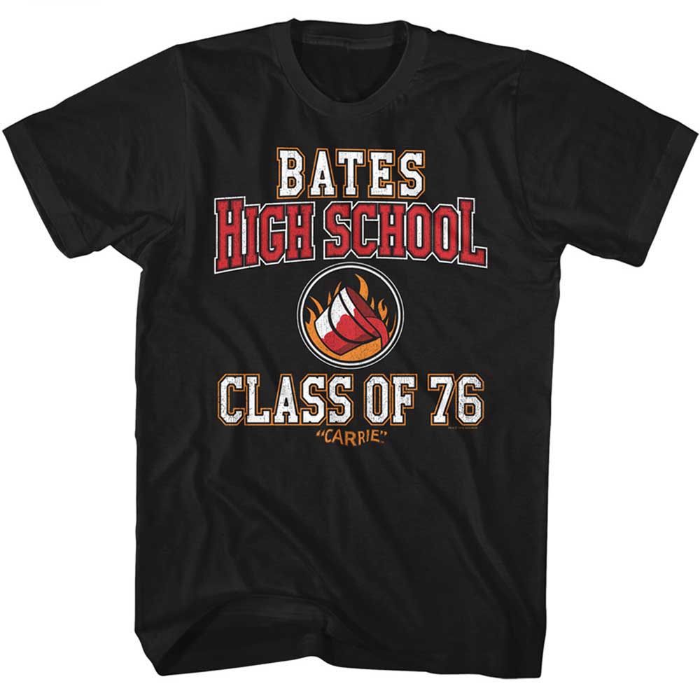 Black Carrie t-shirt featuring Carrie Bates High Class Of 76 design