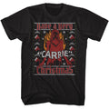 Black Carrie t-shirt featuring Carrie A Very Carrie Christmas design