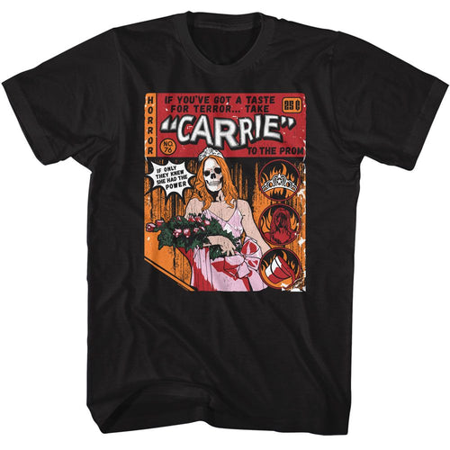 Black Carrie t-shirt featuring Carrie Comic style design