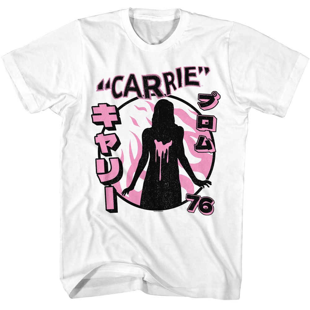 White Carrie t-shirt featuring Carrie Prom 76 design