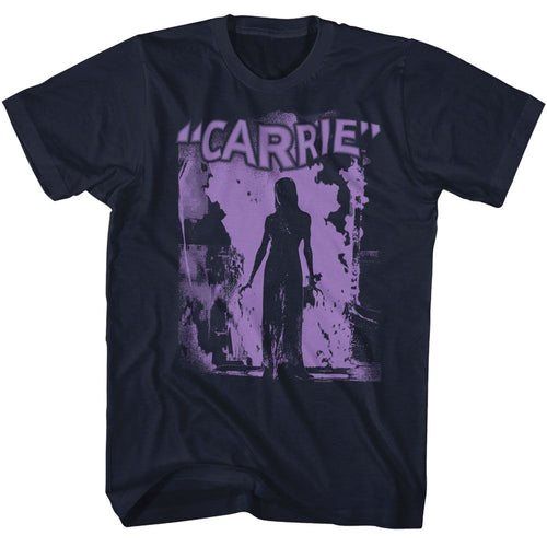 Navy Carrie t-shirt featuring Carrie Purple Flame design