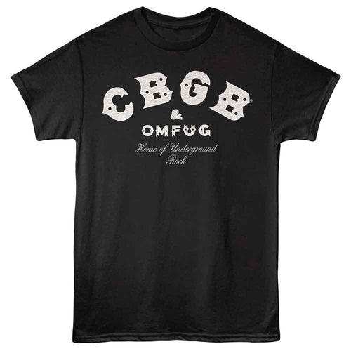 Black CBGB t-shirt featuring CBGB classic awning logo design