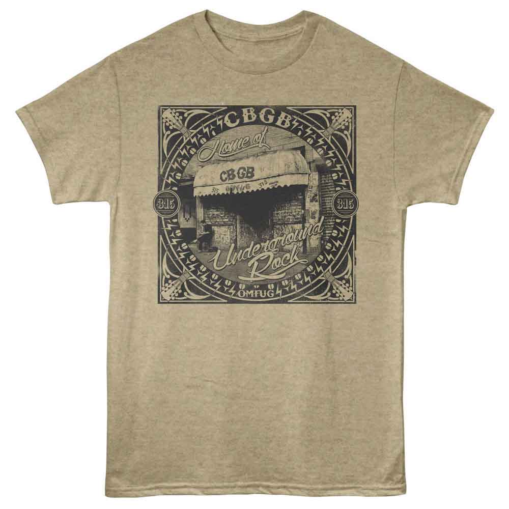 Khaki heather CBGB t-shirt featuring CBGB Underground Rock design