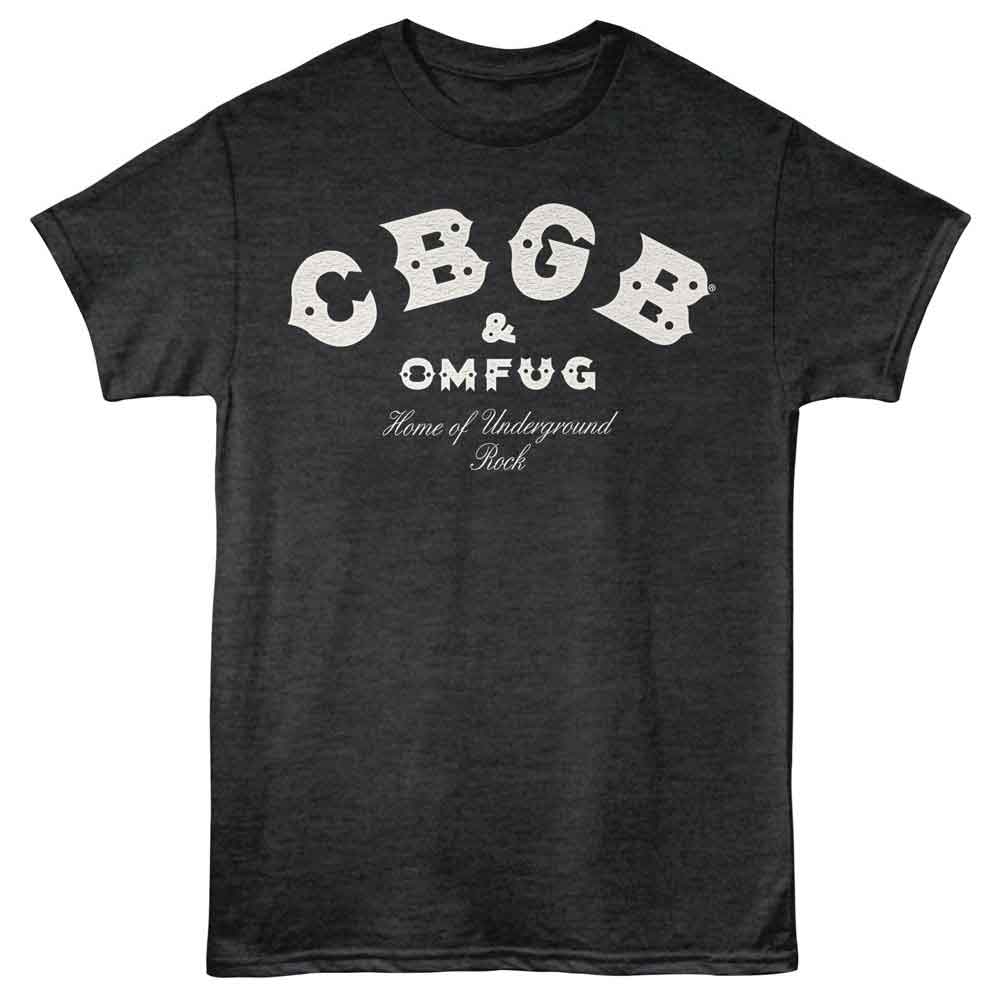 Black heather CBGB t-shirt featuring CBGB classic awning logo design