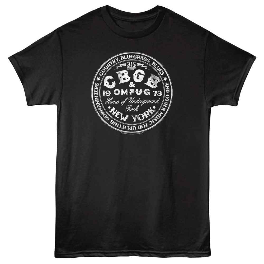 Black CBGB t-shirt featuring CBGB Circle logo design