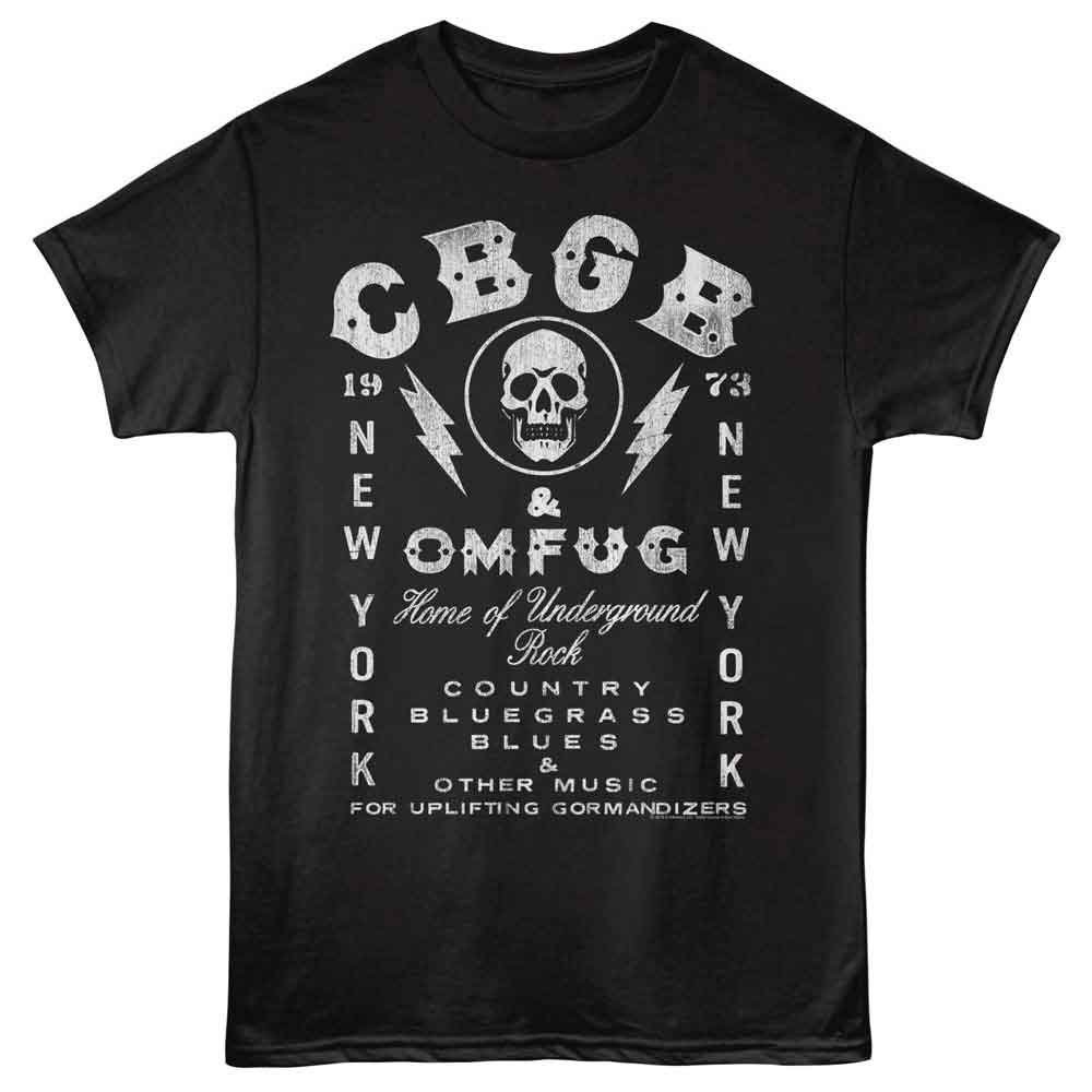 Black CBGB t-shirt featuring CBGB classic logo design