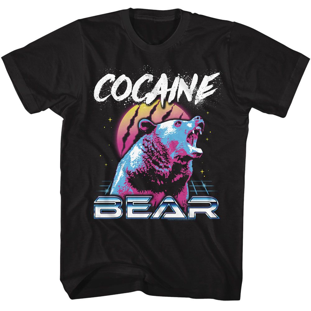 Black Cocaine Bear t-shirt featuring Cocaine Bear Very 80s Bear design