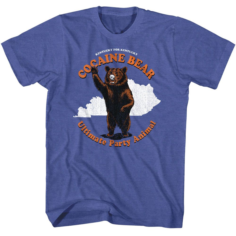 Royal heather Cocaine Bear t-shirt featuring Cocaine Bear Touristy Party Animal design