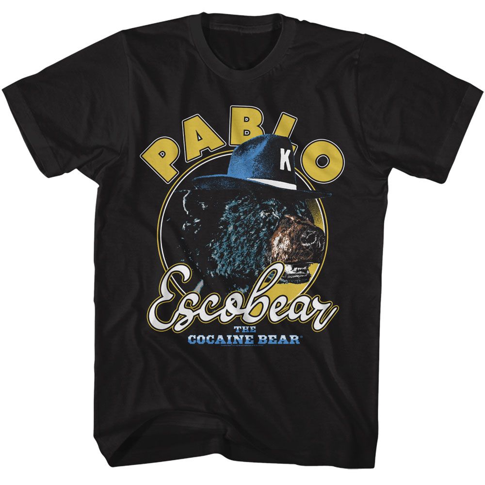 Black Cocaine Bear t-shirt featuring Cocaine Bear Pablo Escobear design