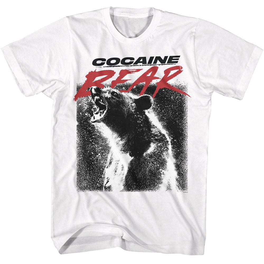 White Cocaine Bear t-shirt featuring Cocaine Bear poster light design