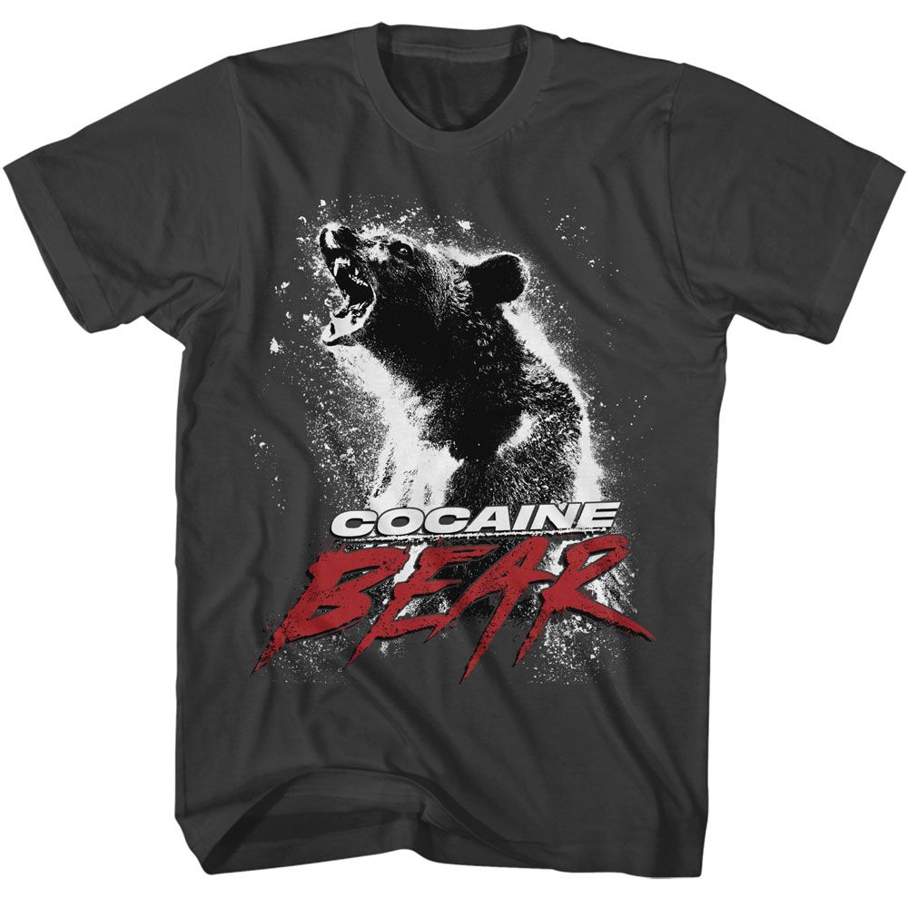 Smoke gray Cocaine Bear t-shirt featuring Cocaine Bear movie poster light design