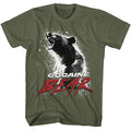 Military green Cocaine Bear t-shirt featuring Cocaine Bear movie poster light design