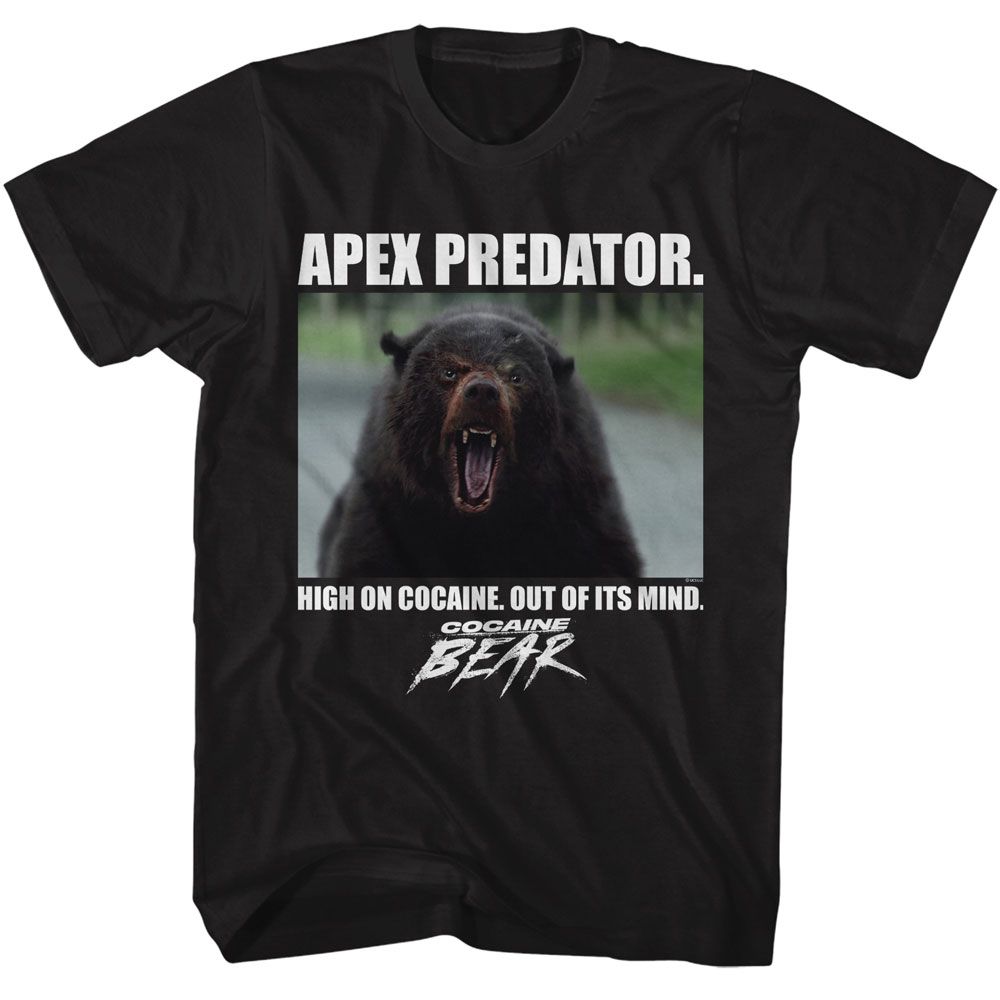 Black Cocaine Bear t-shirt featuring Cocaine Bear Apex Predator design