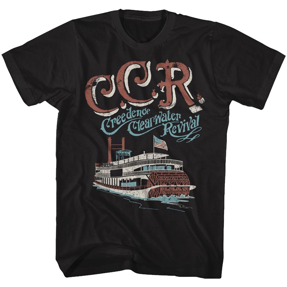 Black Creedence Clearwater Revival t-shirt featuring Creedence Clearwater Revival Riverboat design