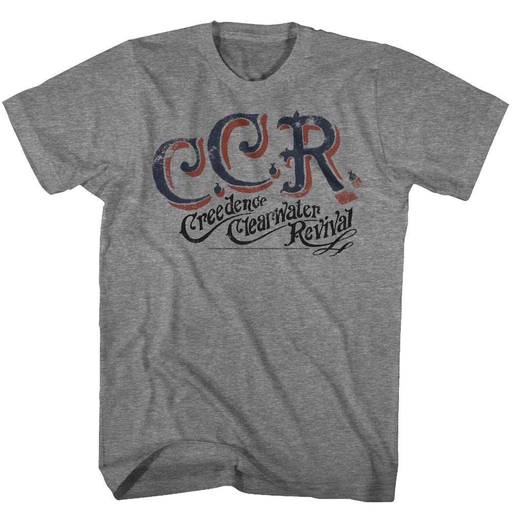 Graphite heather Creedence Clearwater Revival t-shirt featuring Creedence Clearwater Revival CCR classic logo design
