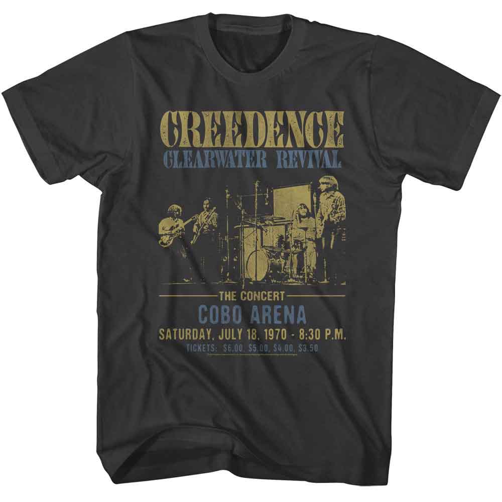 Smoke gray Creedence Clearwater Revival t-shirt featuring Creedence Clearwater Revival Cobo Arena Detroit design