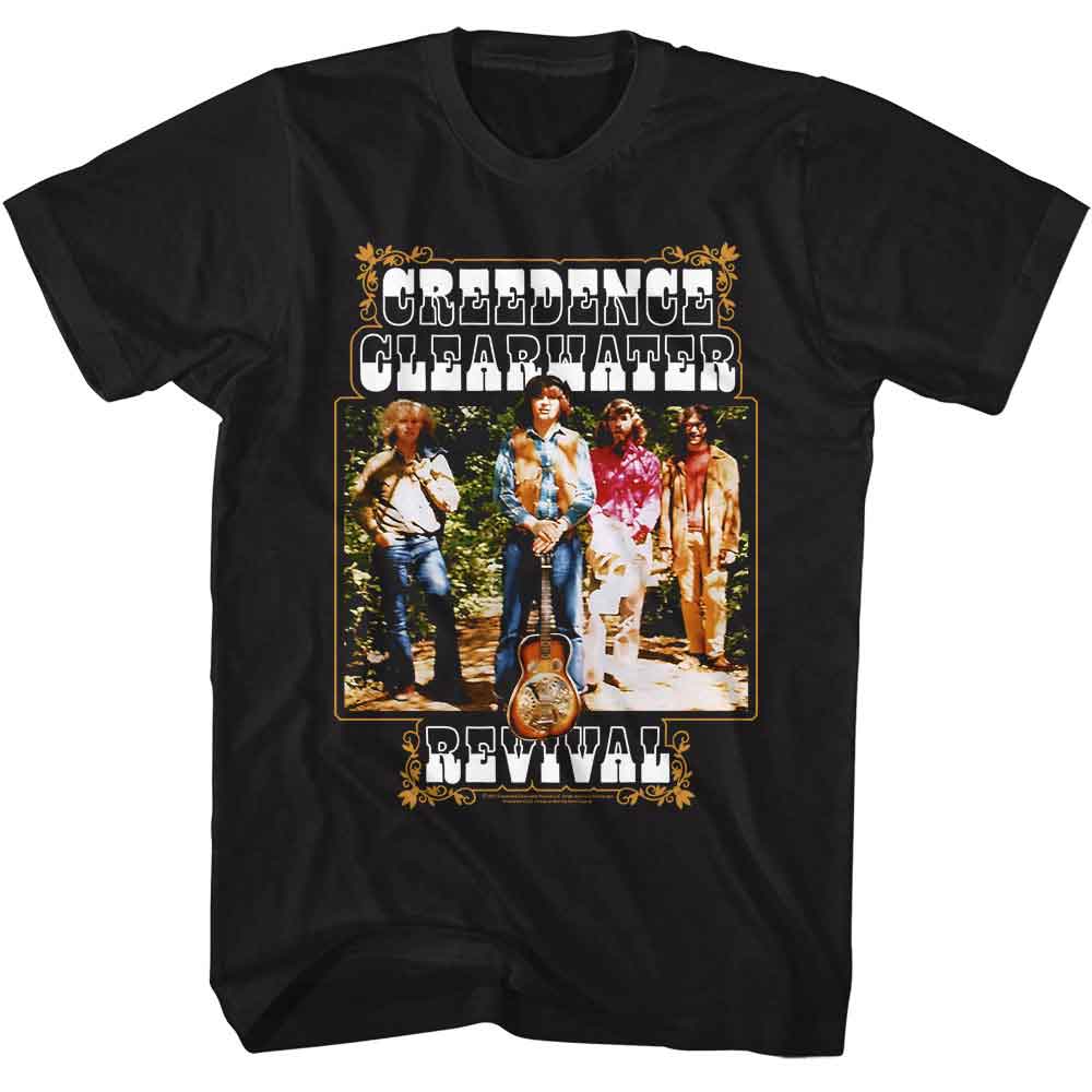 Black Creedence Clearwater Revival t-shirt featuring Creedence Clearwater Revival Band And Fancy Box design