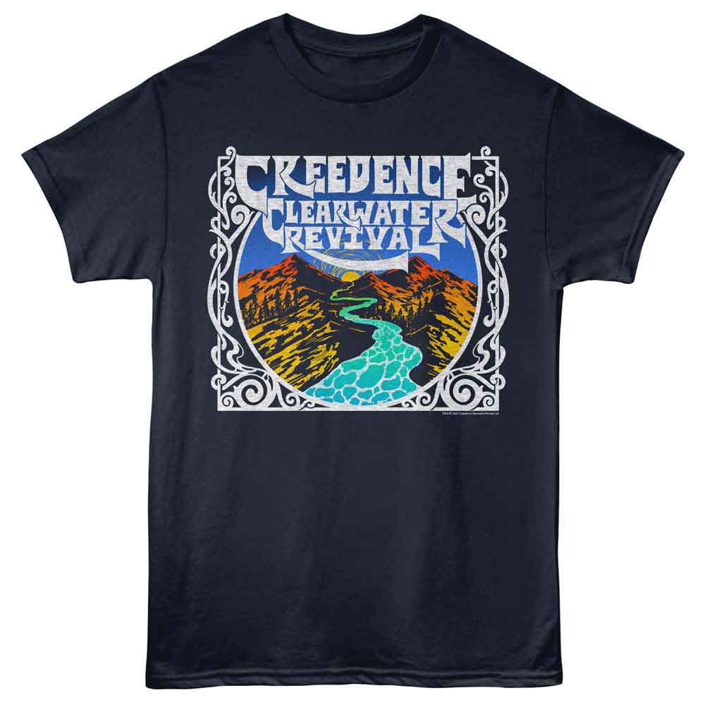 Navy Creedence Clearwater Revival t-shirt featuring Creedence Clearwater Revival Mountains And River design