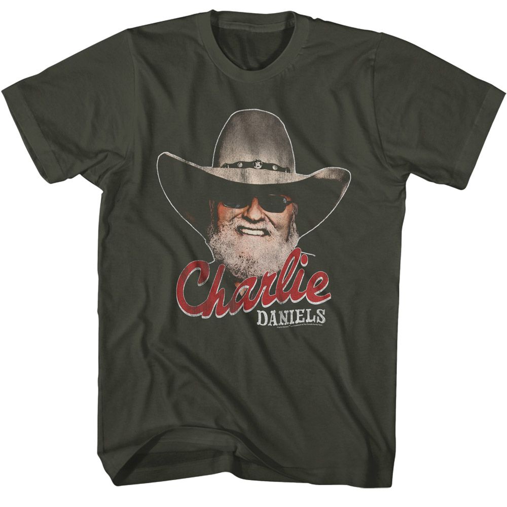 Smoke gray Charlie Daniels Band t-shirt featuring Charlie Daniels Band Smiling Charlie design