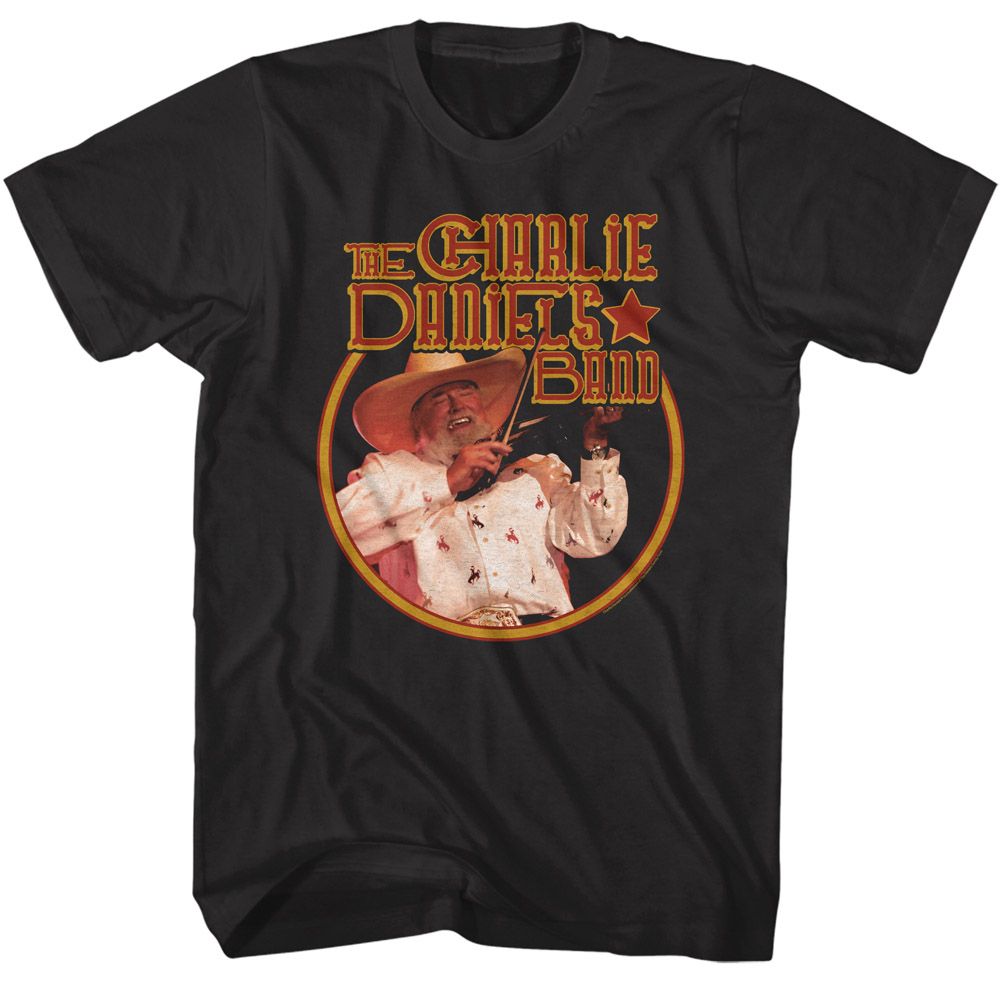 Black Charlie Daniels Band t-shirt featuring Charlie Daniels Band Circle logo design