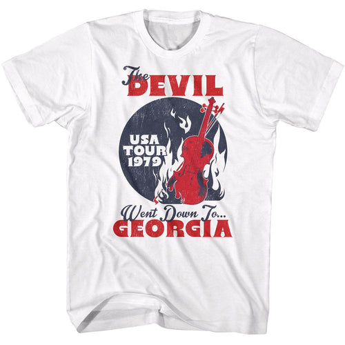 White Charlie Daniels Band t-shirt featuring Charlie Daniels Band Devil Went Down To Georgia design