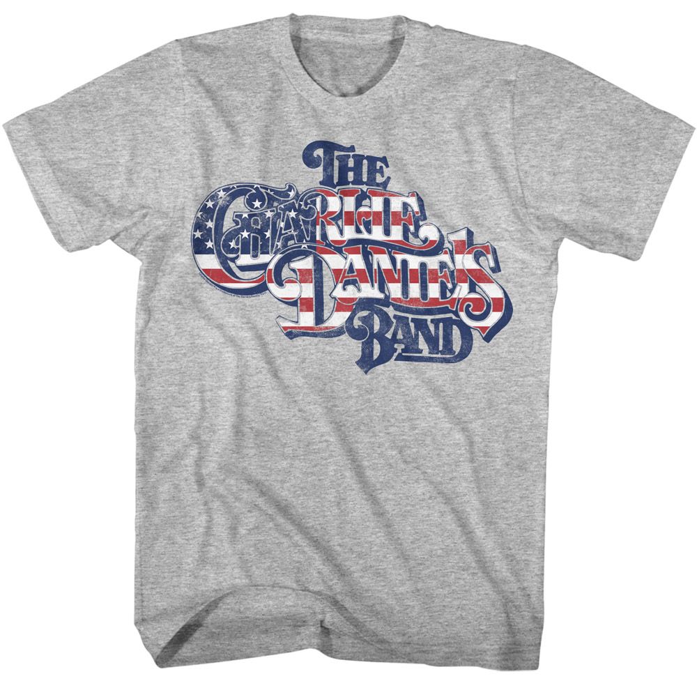 Gray heather Charlie Daniels Band t-shirt featuring Charlie Daniels Band Flag Logo design