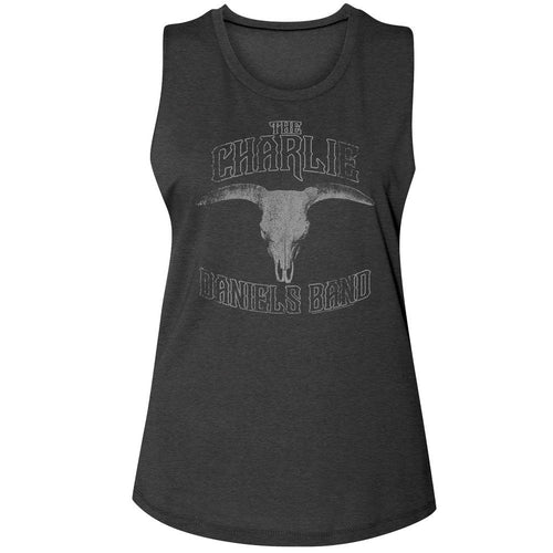 Charlie Daniels Band Ladies Muscle Tank - Bull Skull