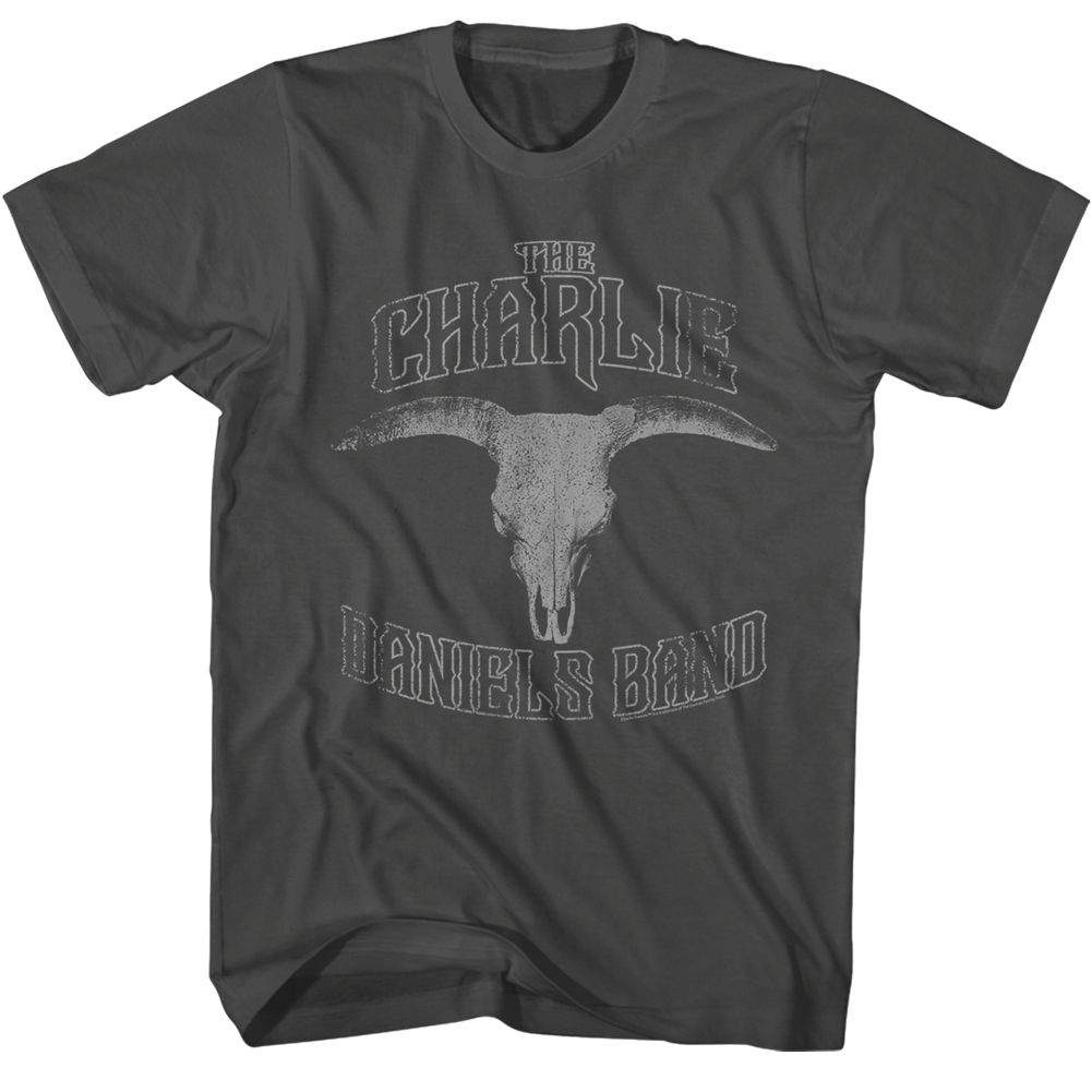 Smoke gray Charlie Daniels Band t-shirt featuring Charlie Daniels Band Bull Skull design