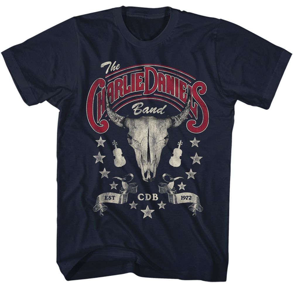 Navy Charlie Daniels Band t-shirt featuring Charlie Daniels Band Established 1972 design