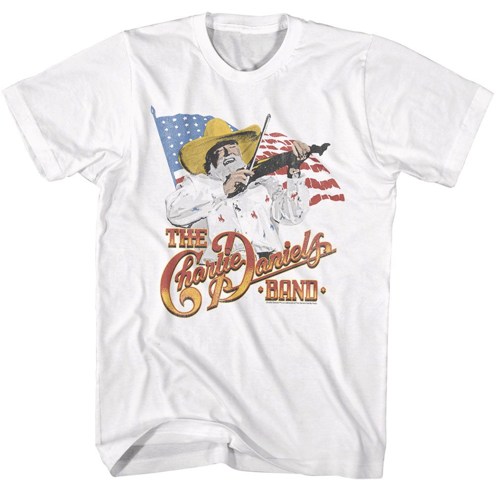 White Charlie Daniels Band t-shirt featuring Charlie Daniels Band And The Flag design