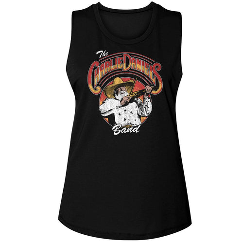 Charlie Daniels Band Ladies Muscle Tank - Logo and Fiddlin