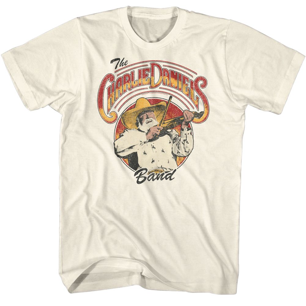 Natural Charlie Daniels Band t-shirt featuring Charlie Daniels Band Logo And Fiddlin 2 design
